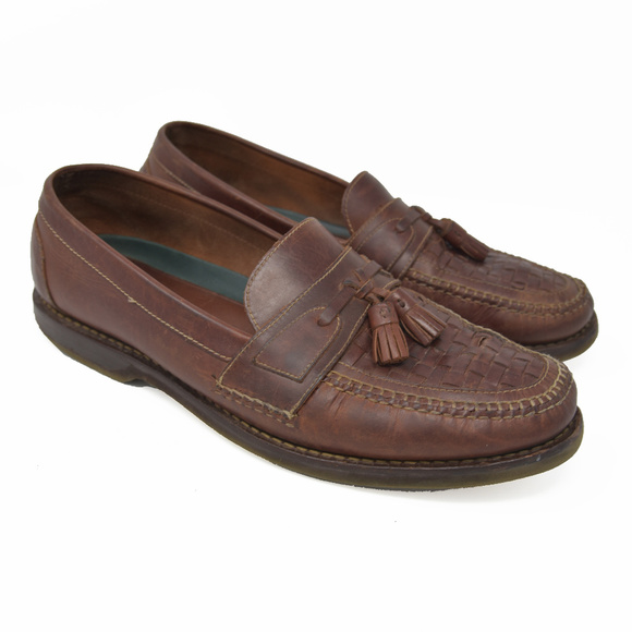 *HS Trask Sz 13M Brown Leather Weave Moc Loafer